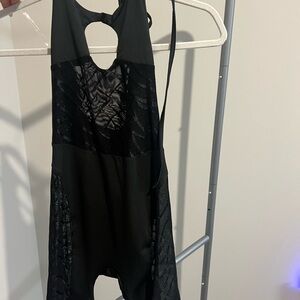 Black Mesh Detail Jumpsuit